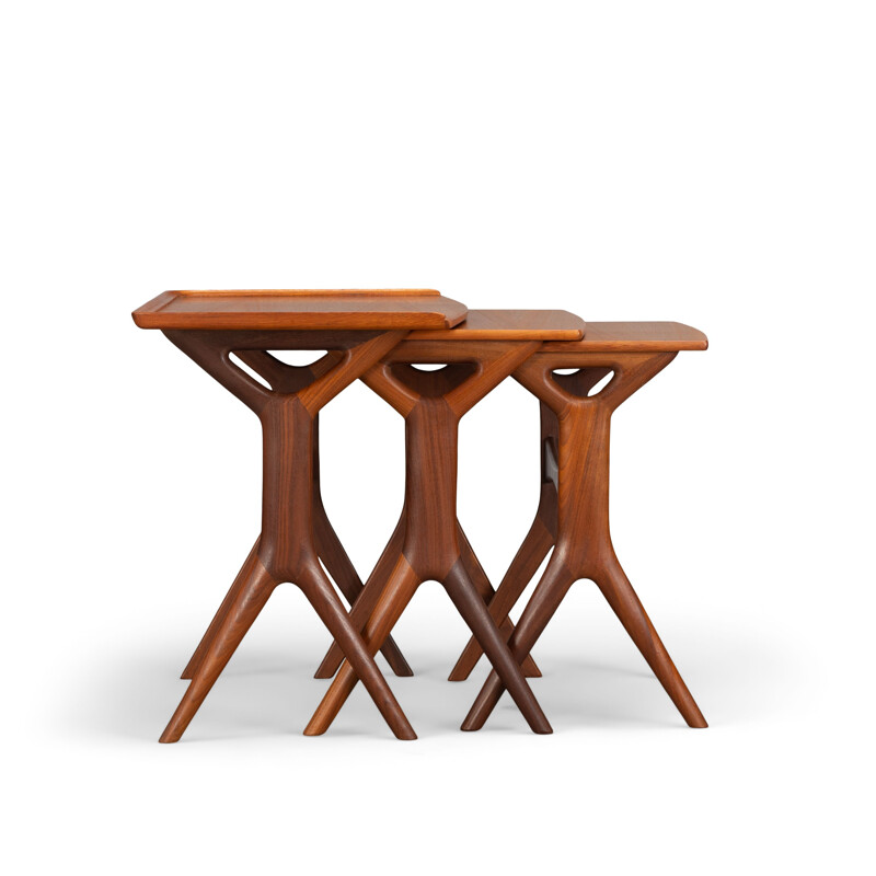 Vintage teak nesting tables by Johannes Andersen for CFC Silkeborg, 1960s