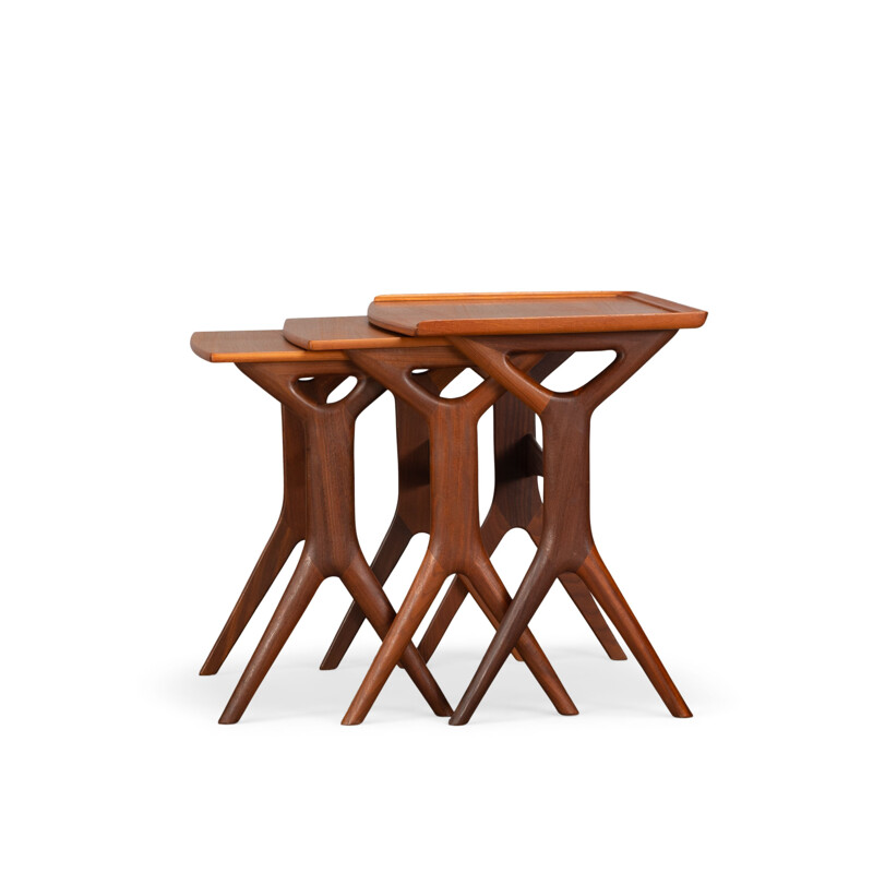 Vintage teak nesting tables by Johannes Andersen for CFC Silkeborg, 1960s