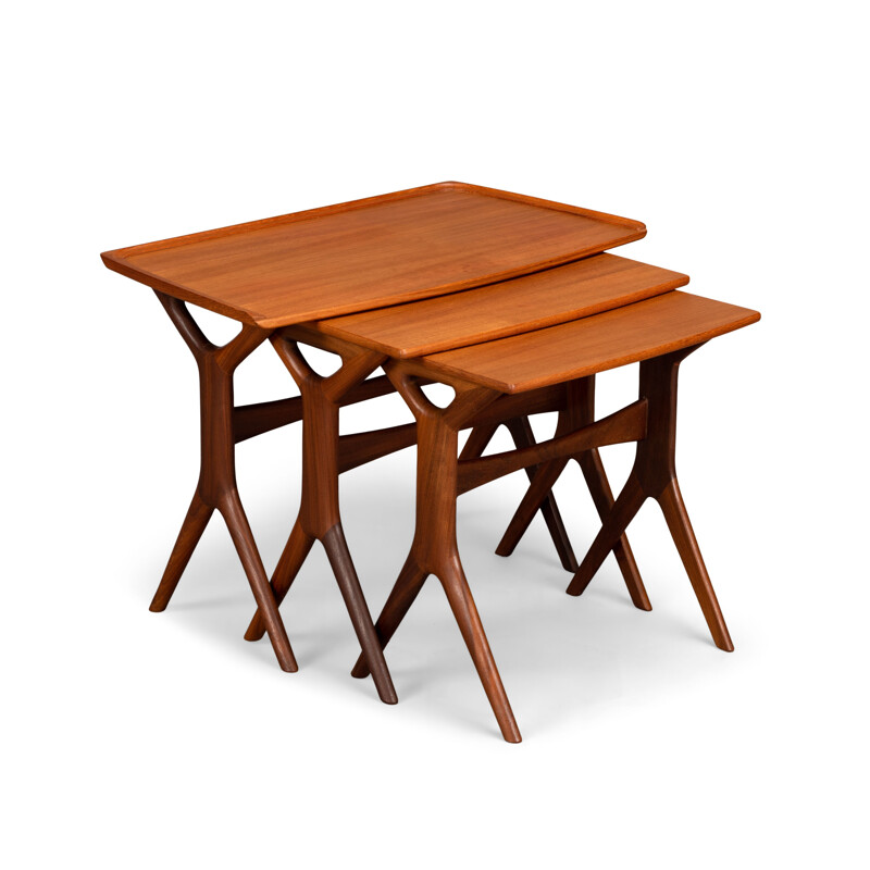 Vintage teak nesting tables by Johannes Andersen for CFC Silkeborg, 1960s