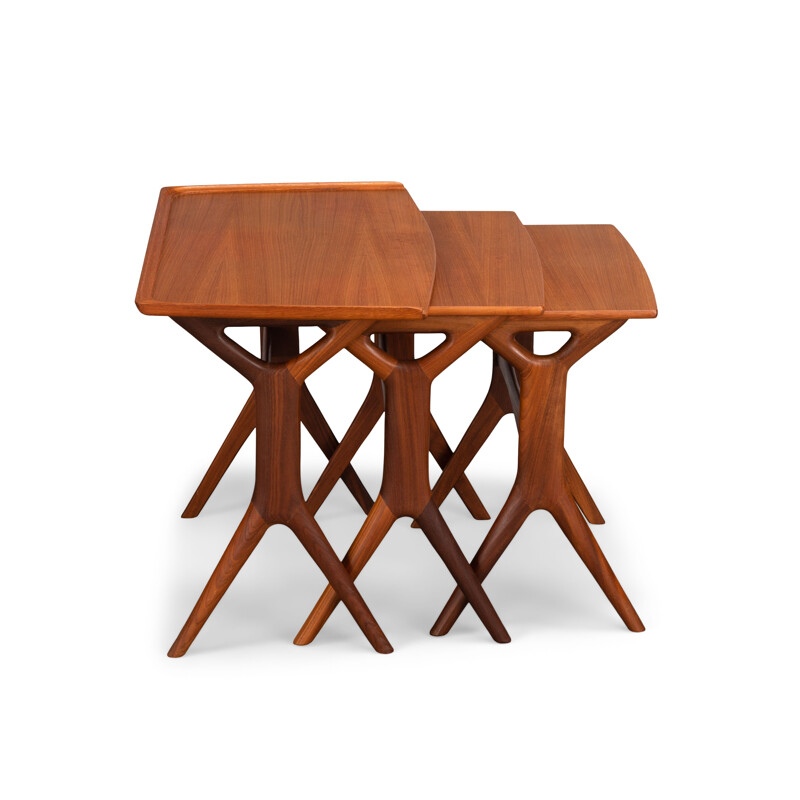 Vintage teak nesting tables by Johannes Andersen for CFC Silkeborg, 1960s