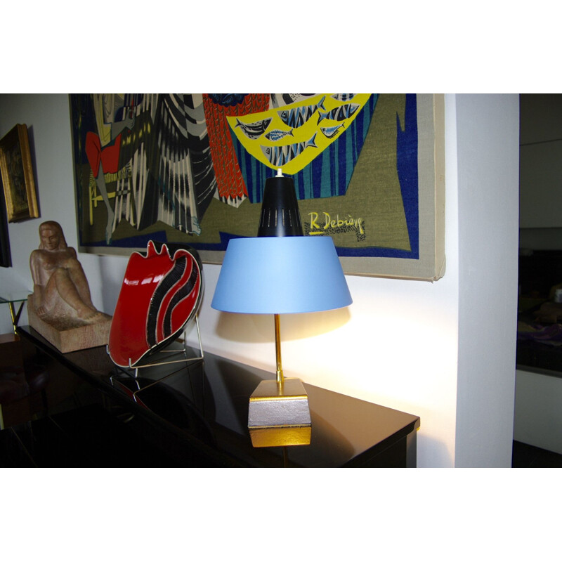 Vintage lamp van staal en messing, 1950