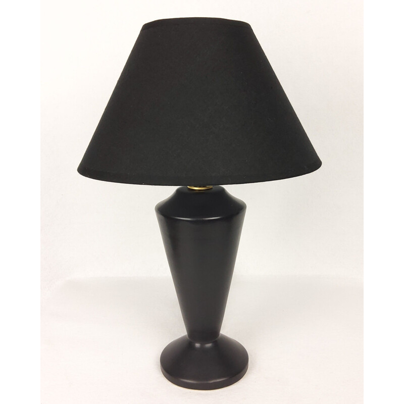 Vintage black ceramic lamp, 1950