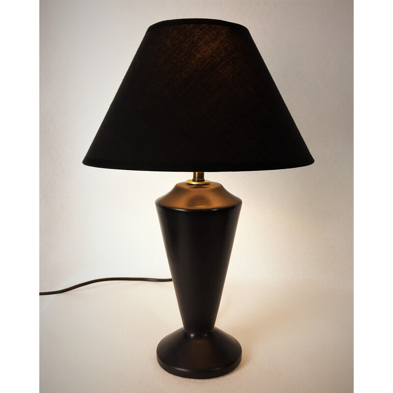 Vintage black ceramic lamp, 1950