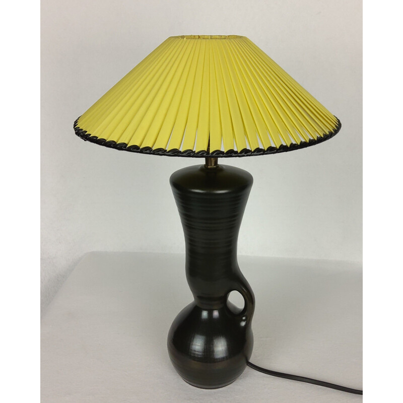 Lampe vintage en céramique noire, 1950