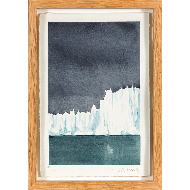 Set of 3 vintage watercolours "iceberg", Sweden, 1950s