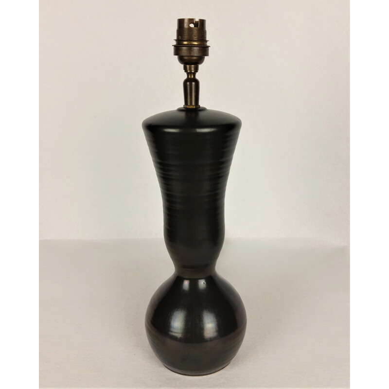 Vintage black ceramic lamp, 1950s