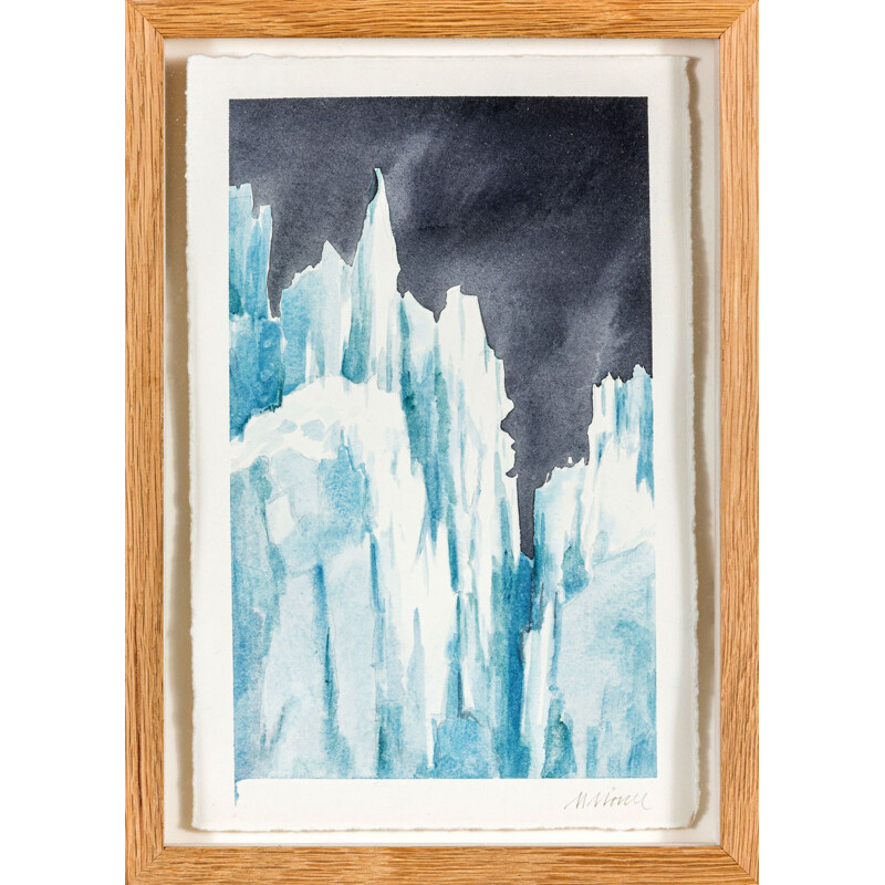 Suite de trois aquarelles vintage "iceberg", Suède, 1950