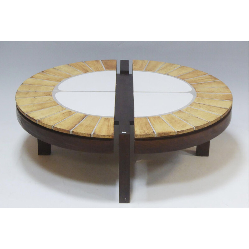 Vintage ceramic oval table by Roger Capron, 1960s