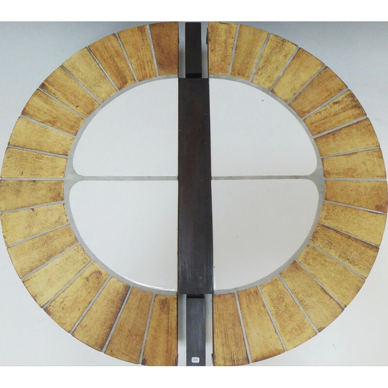 Vintage ceramic oval table by Roger Capron, 1960s