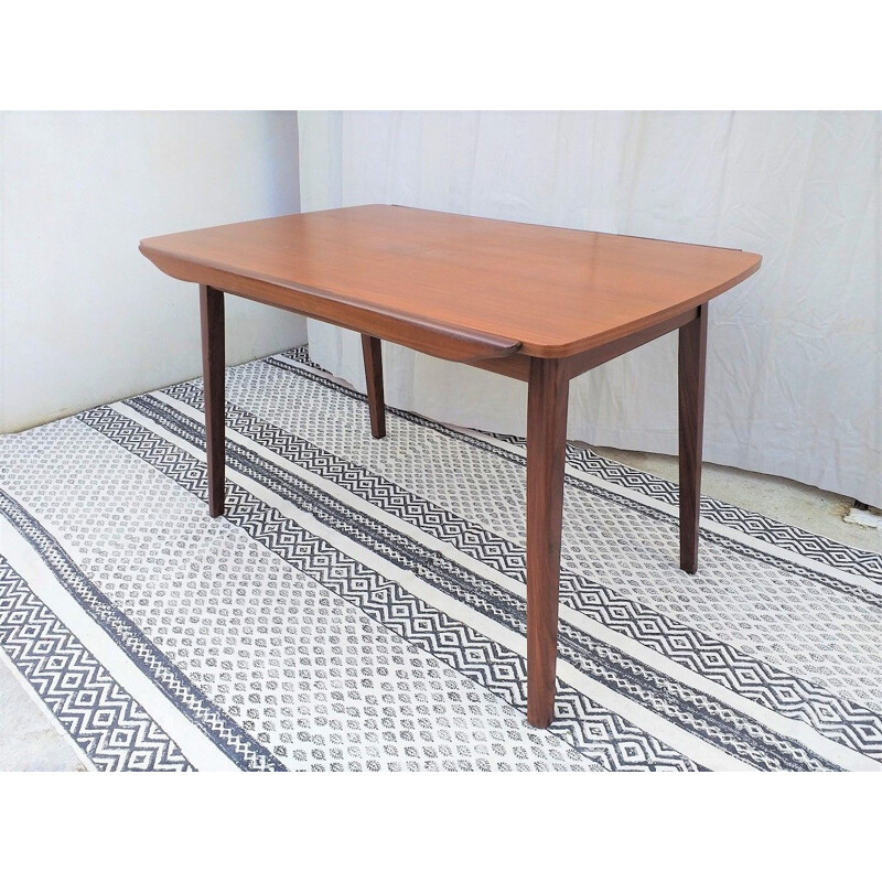 Vintage teak dining table by Louis Van Teeffelen, Wébé publisher, 1960