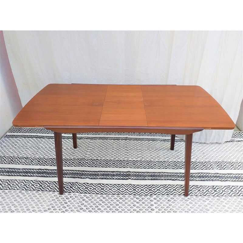 Vintage teak dining table by Louis Van Teeffelen, Wébé publisher, 1960