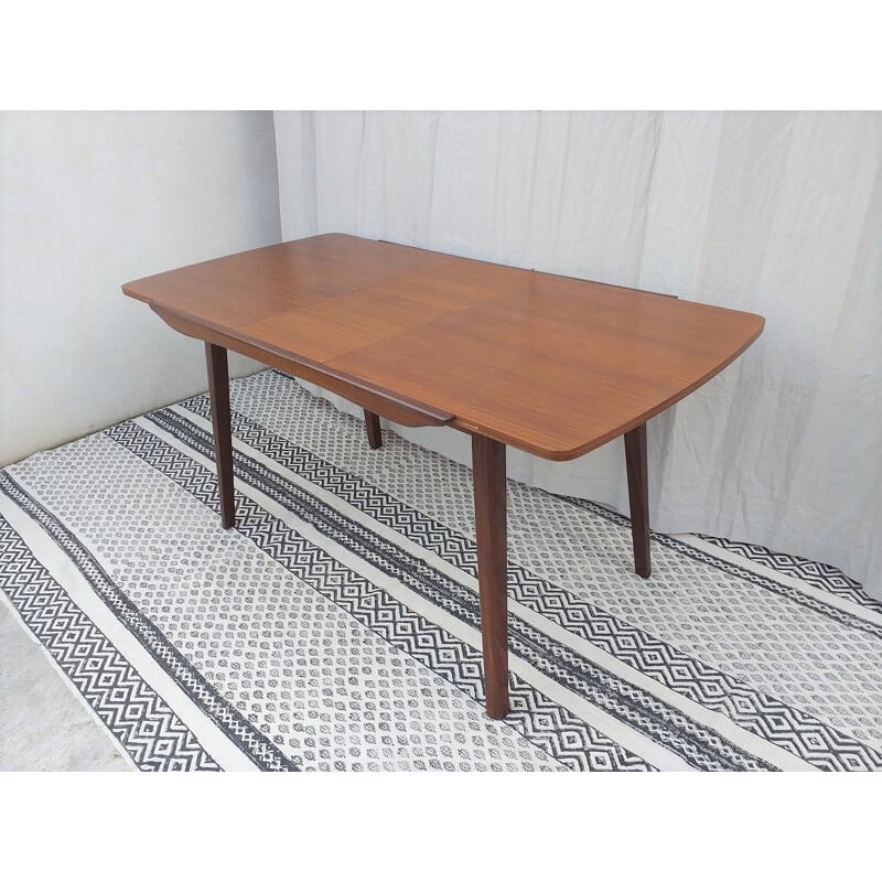 Vintage teak dining table by Louis Van Teeffelen, Wébé publisher, 1960