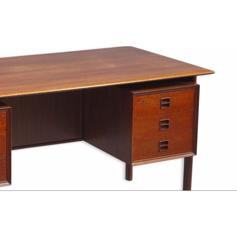 Vintage double-sided teak desk by Arne Vodder for Sibast, 1960s