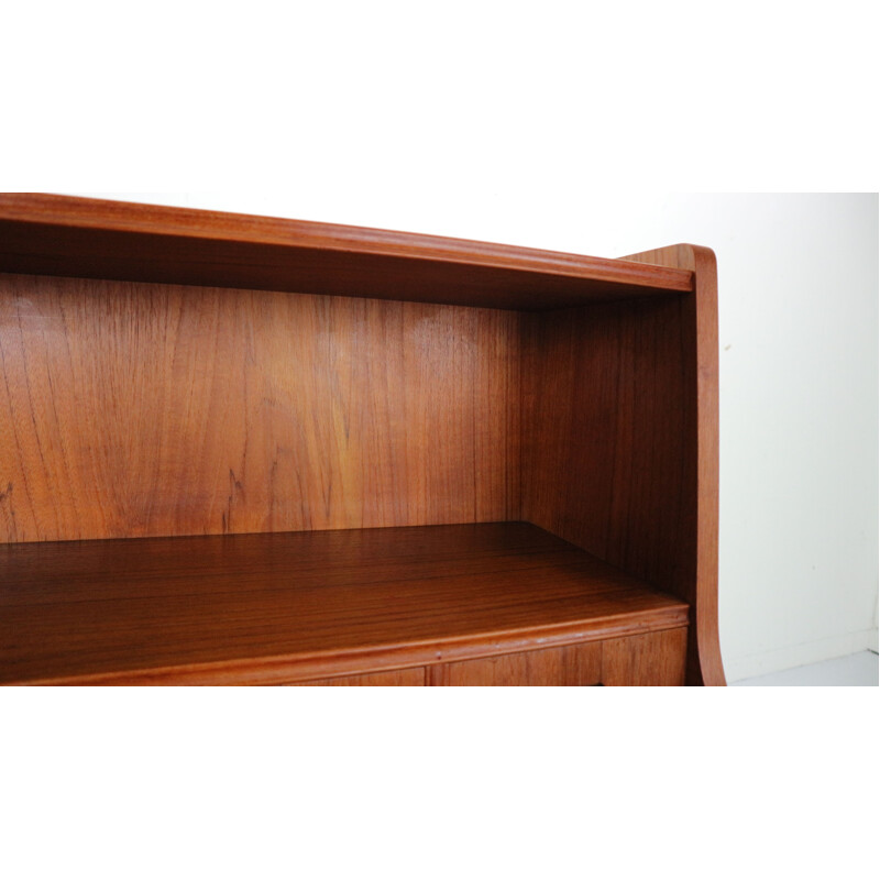 Vintage teak wood and brass secretary, 1960s