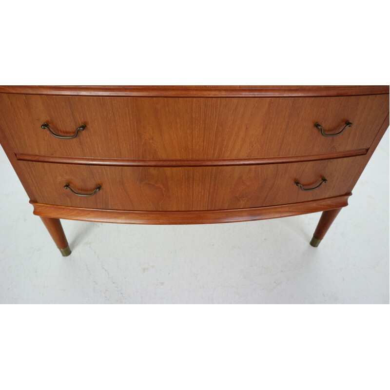 Vintage teak wood and brass secretary, 1960s