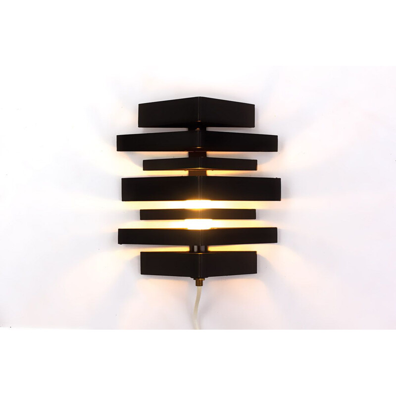 Set of 2 vintage black geometrical wall lamps, Denmark