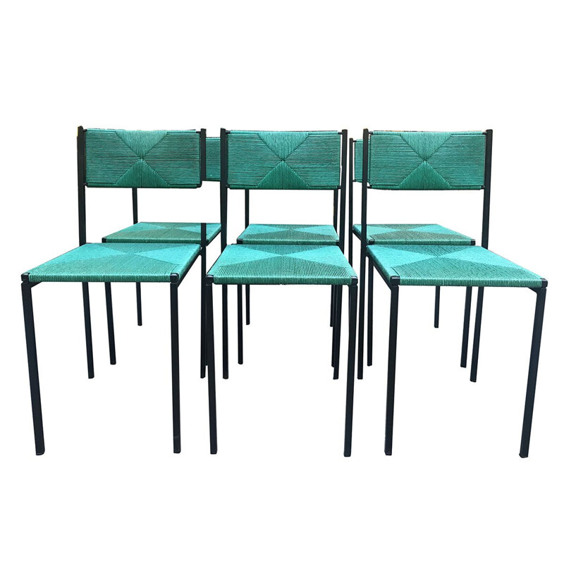 Suite de 6 chaises vintage Giandomenico Belotti 1960