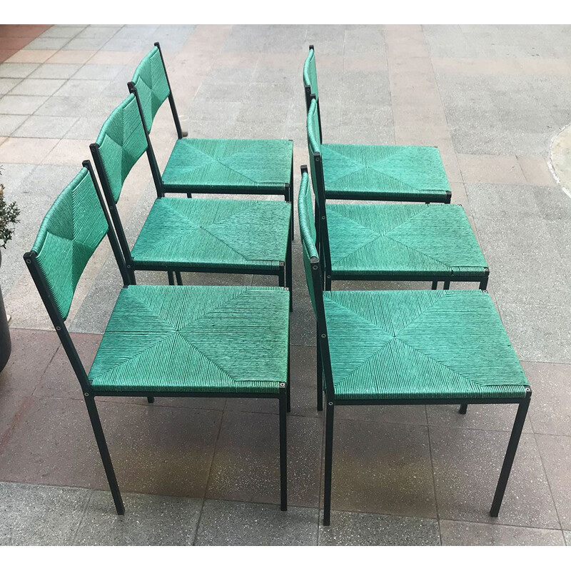 Suite de 6 chaises vintage Giandomenico Belotti 1960