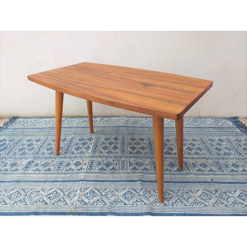 Table basse vintage hêtre scandinave 1950