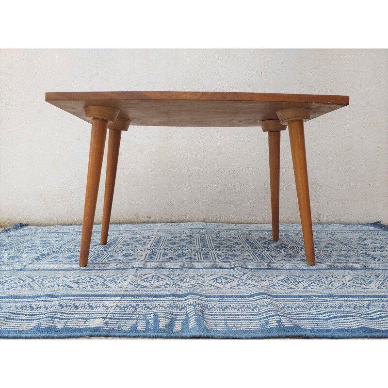 Vintage Scandinavian beech coffee table 1950