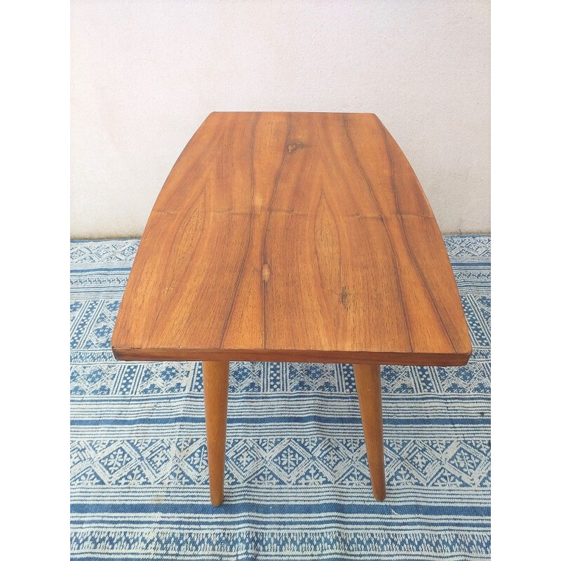 Table basse vintage hêtre scandinave 1950