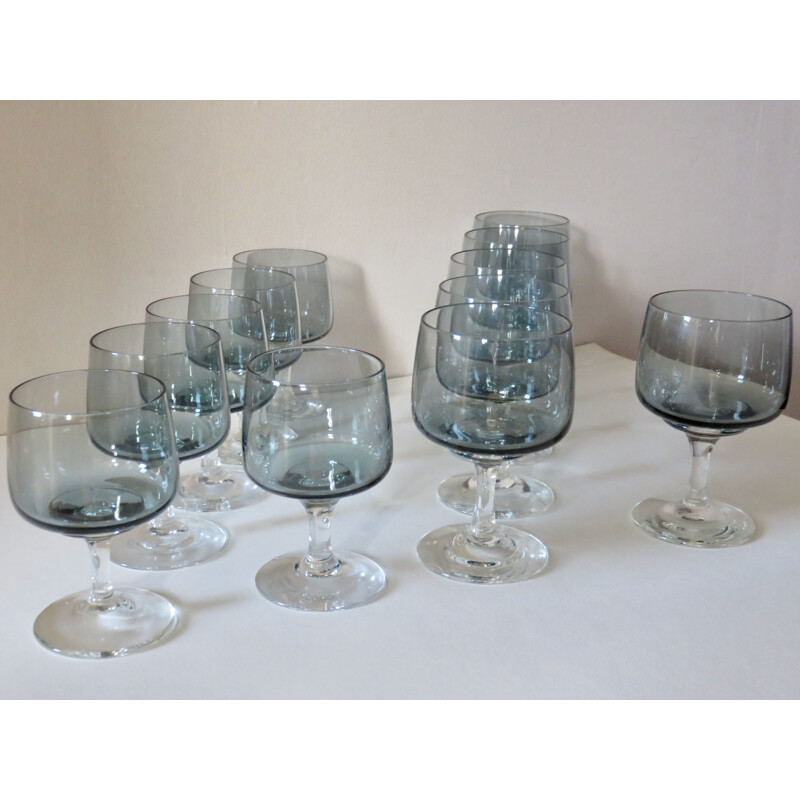 Set of 6 vintage wine glasses in Per Lutken crystal for Holmegaard. Denmark 1960