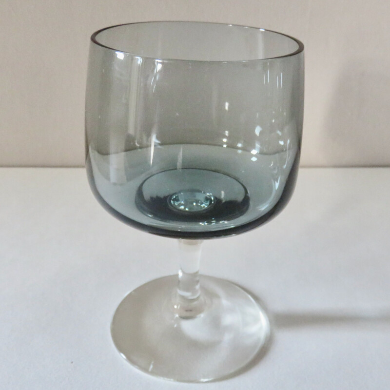 Set of 6 vintage wine glasses in Per Lutken crystal for Holmegaard. Denmark 1960