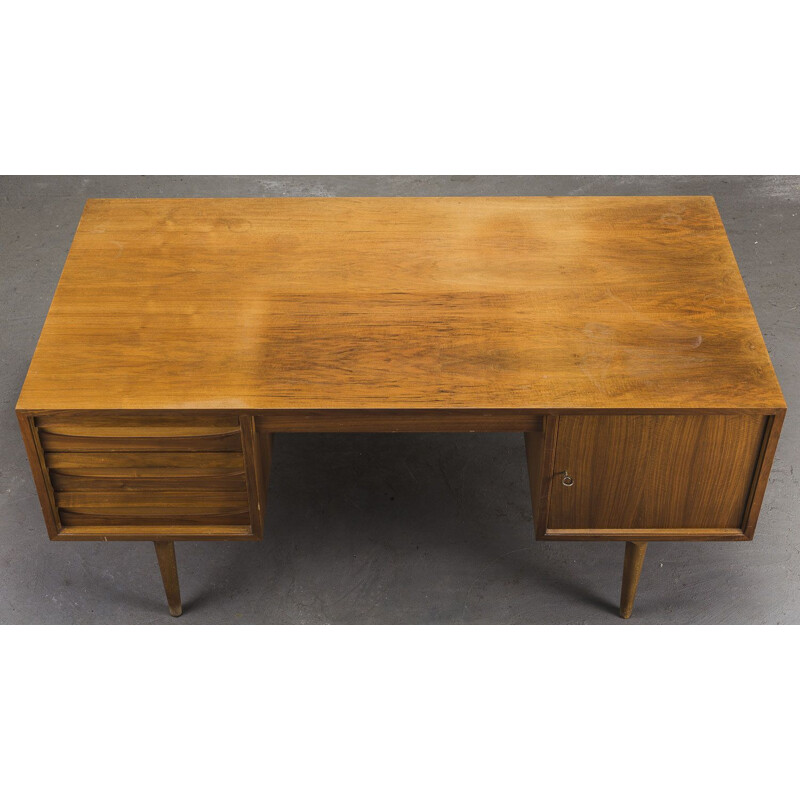 Vintage large walnut desk by Lothar Wegner for FW Möbel, 1970