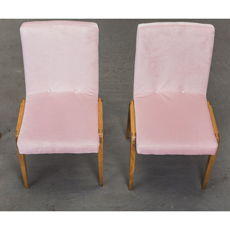 Set of 4 vintage Aga dining chairs by Józef Chierowski 1970