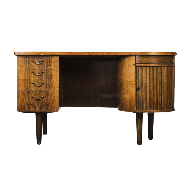 Vintage walnut model 54 Desk by Kai Kristiansen for FM Møbler, 1950