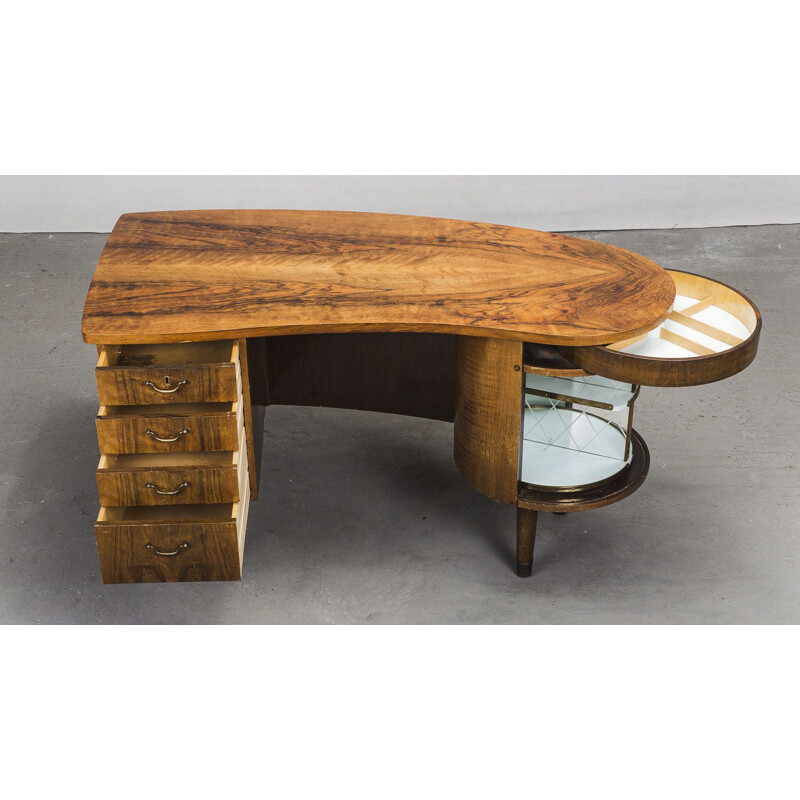 Vintage walnut model 54 Desk by Kai Kristiansen for FM Møbler, 1950