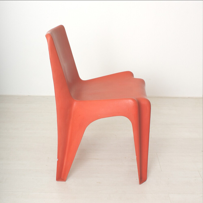 Paire de chaises rouge "bofinger" en plastique de Helmut BÄTZNER - 1960