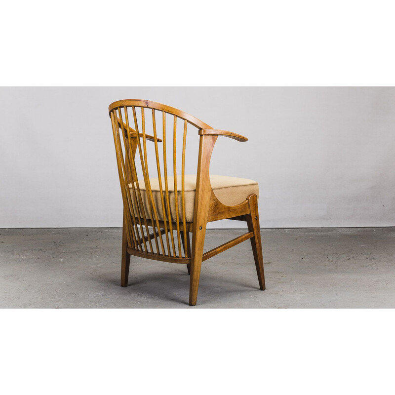 Fauteuil vintage en bois de merisier, 1950