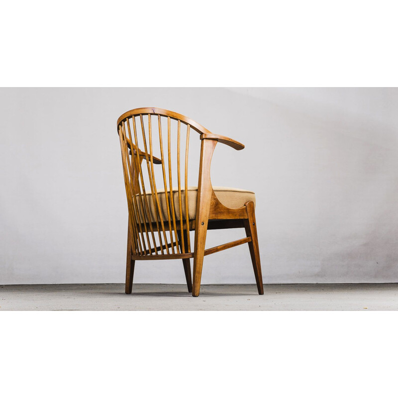 Fauteuil vintage en bois de merisier, 1950