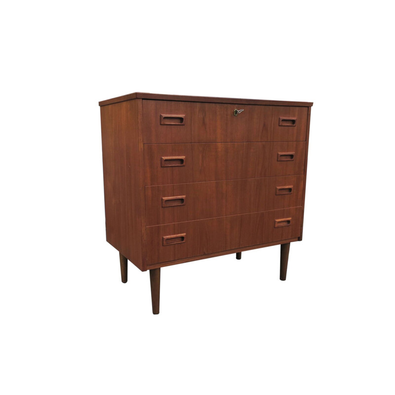 Vintage Danish teak chest of drawers with 4 drawers, 1960s