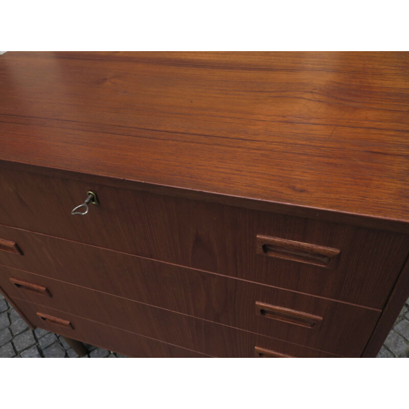 Vintage Danish teak chest of drawers with 4 drawers, 1960s