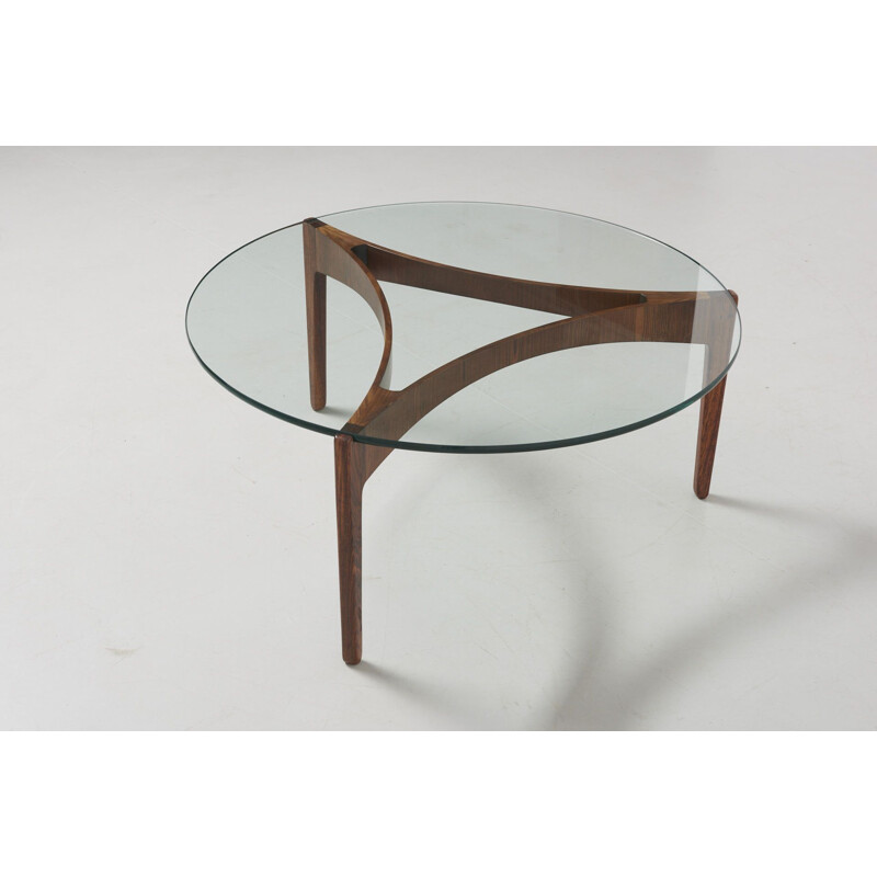 Vintage 3 legged coffee table in rosewood by Sven Ellekaer Christian Linneberg