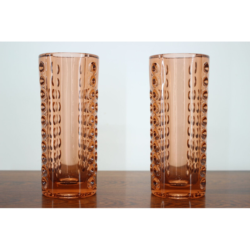 Pair of vintage glass vases by Rudolf Jurnikl, Czechoslovakia 1962