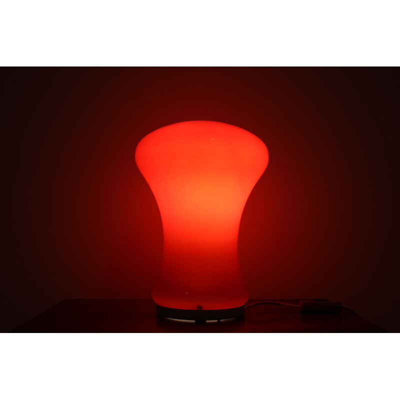 Vintage red glass table lamp, Czechoslovakia 1970