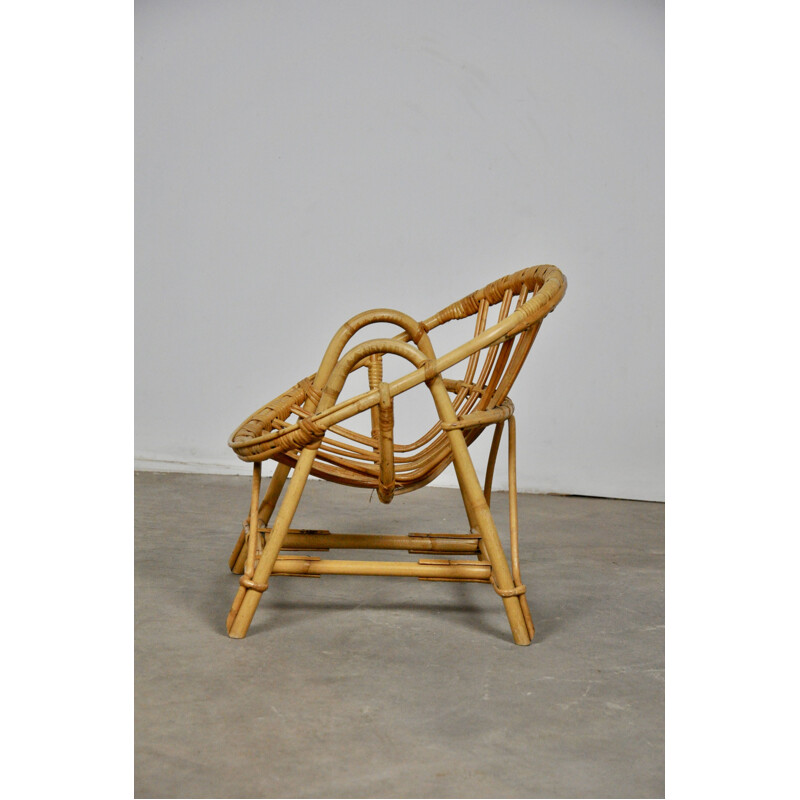 Vintage rattan chair for children 1960s 