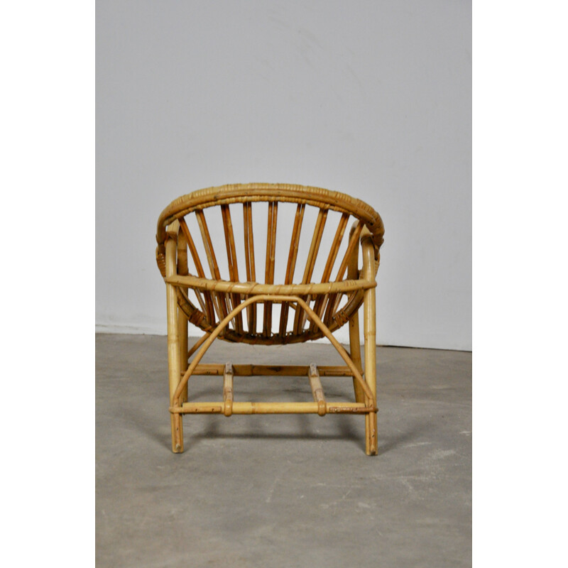 Vintage rattan chair for children 1960s 