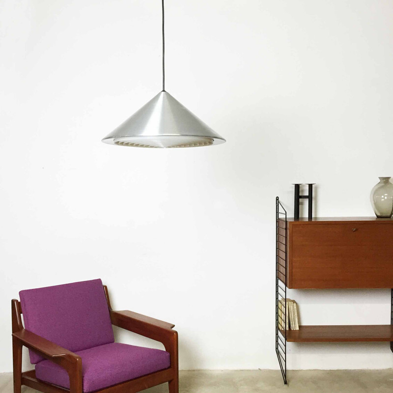 Vintage metal pendant lamp by Jo Hammerborg for Fog and Morup, Denmark 1960