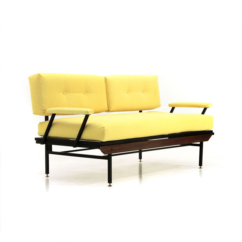 Vintage-Bettsofa aus gelbem Stoff, 1950