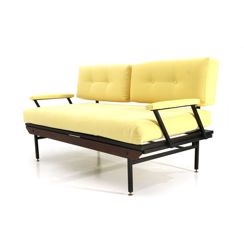 Vintage-Bettsofa aus gelbem Stoff, 1950