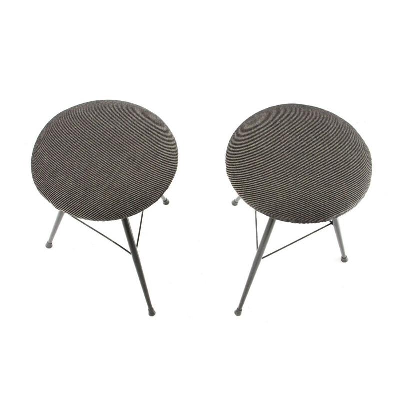 Set of 2 vintage black metal stools, Italy, 1950s