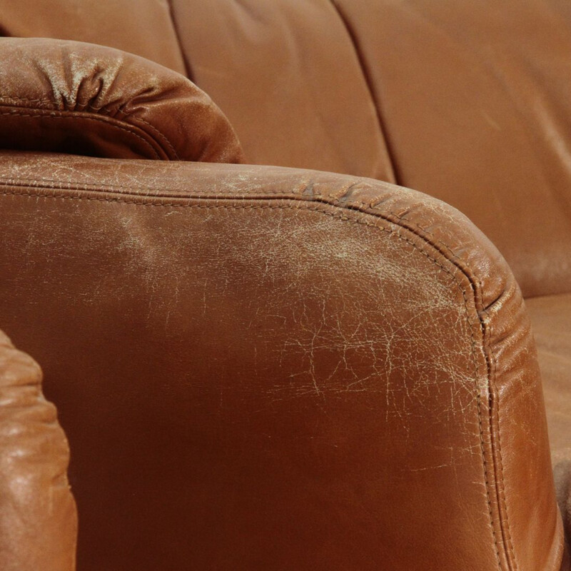 Ensemble de 2 fauteuils vintage en cuir "Confidentiel" d'Alberto Rosselli pour Saporiti, 1970