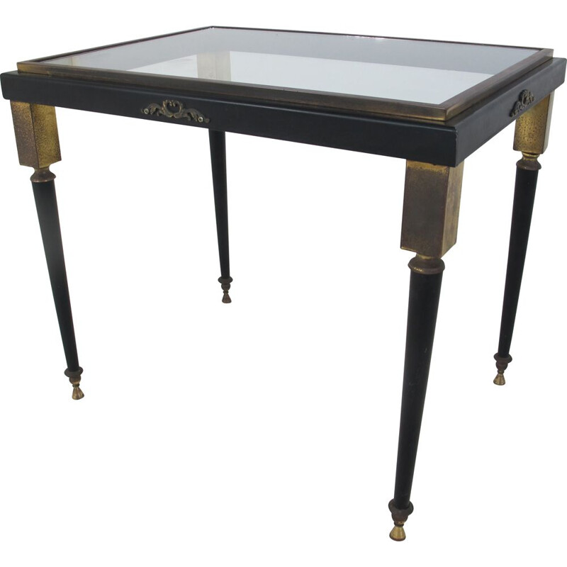 Vintage brass and glass side table, 1950s