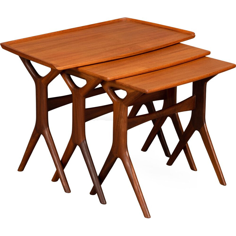 Vintage teak nesting tables by Johannes Andersen for CFC Silkeborg, 1960s