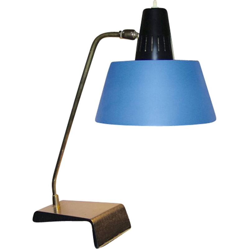 Lampada vintage in acciaio e ottone, 1950