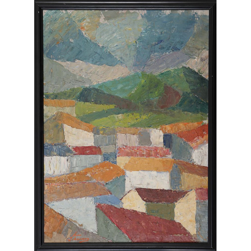 Huile sur toile vintage de S.Johansson, Suède, 1950